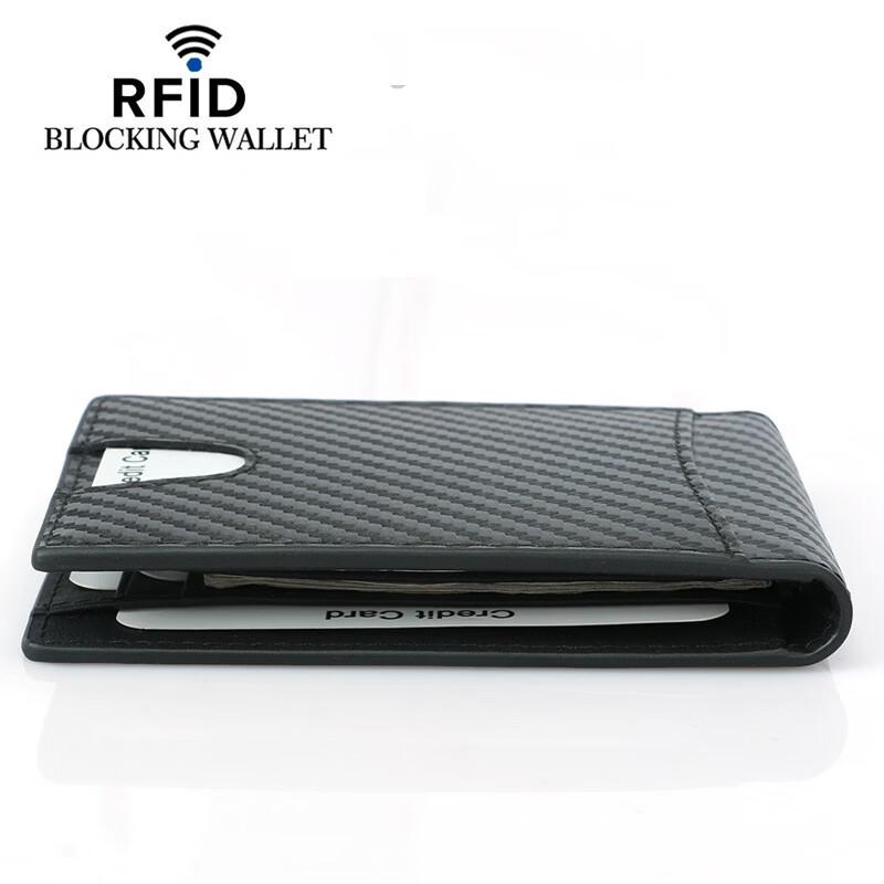 DAXTE Men's Carbon Fiber Leather Money Clip Wallet