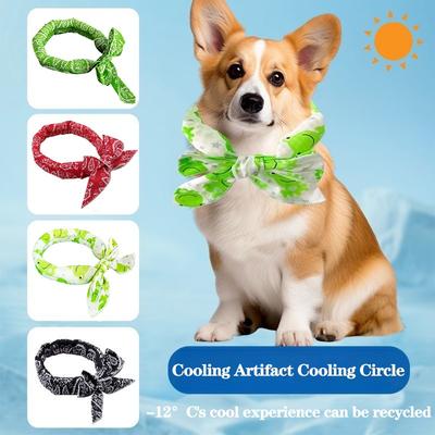 Pet Cooling Scarf Ice Collar for Cats Dogs Summer Heat Relief Outdoor Travel Accessory with Breathable Cartoon Design
