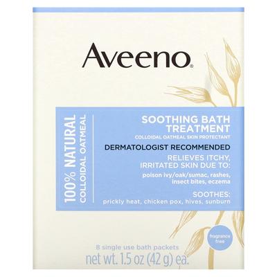 Aveeno, Active Naturals, zklidňující koupelová kúra, neparfémované, jednorázové balení po 8, 1,5 oz (42 g) každý.
