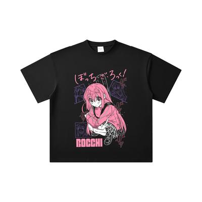 260 GSM Doppelgarn 32er Zählart 100% Baumwolle Bocchi The Rock V5 Druck Unisex Schweres Baumwoll-T-Shirt
