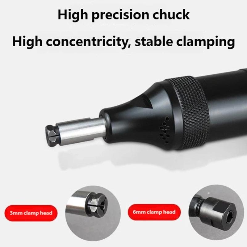 Aluminiumkörper Pneumatischer Luftschleifer Luftbetriebenes Schleifwerkzeug 3-mm-Spannzange Ideal für Autoreparaturen DIY-Projekte