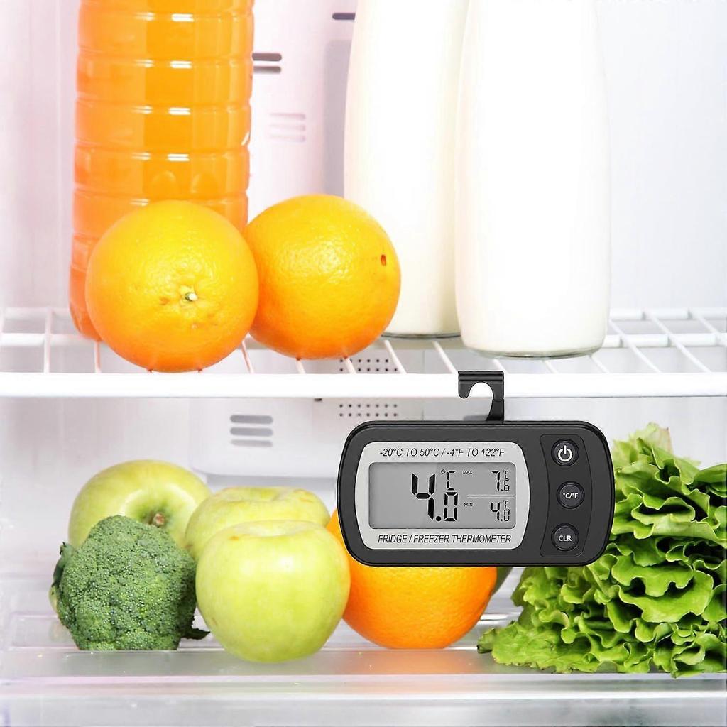 Refrigerator Thermometer LCD Display Digital Waterproof Freezing Thermometer with Magnetic Crochet Black Refrigerator Thermometer (-20 ~ 50 ) -