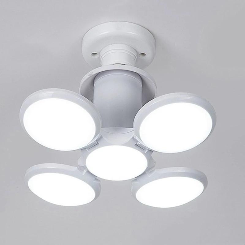 

40W E27 LED Football UFO Bulb AC110V 220V Foldable Fan Blade Lamp for Ceiling Light Downlight Bedside Table Reading Light 40W білий