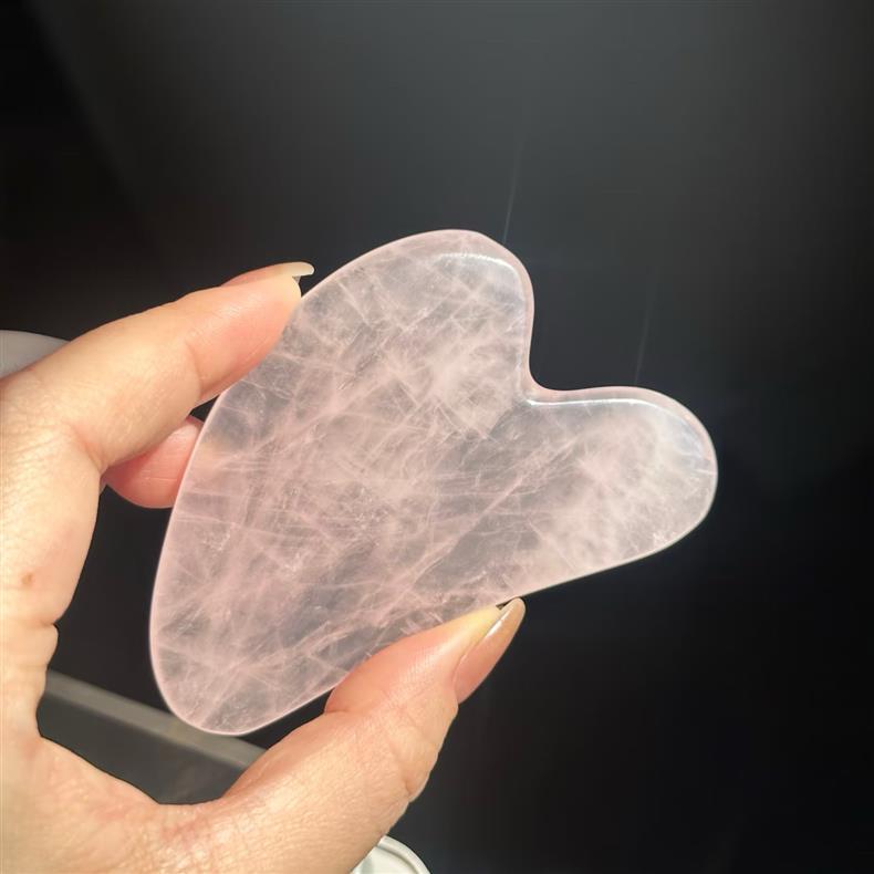 Rose Quartz Jade Roller Double-Headed Massage Set with Facial Heart-Shaped Beauty Tool