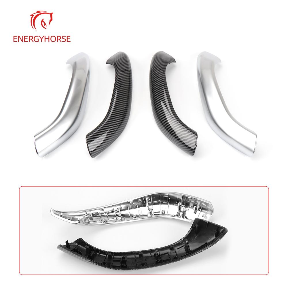 Carbon Fiber Chrome Car Interior Door Pull Handle Cover Trim Replacement For BMW X1 X2 F48 F49 F39