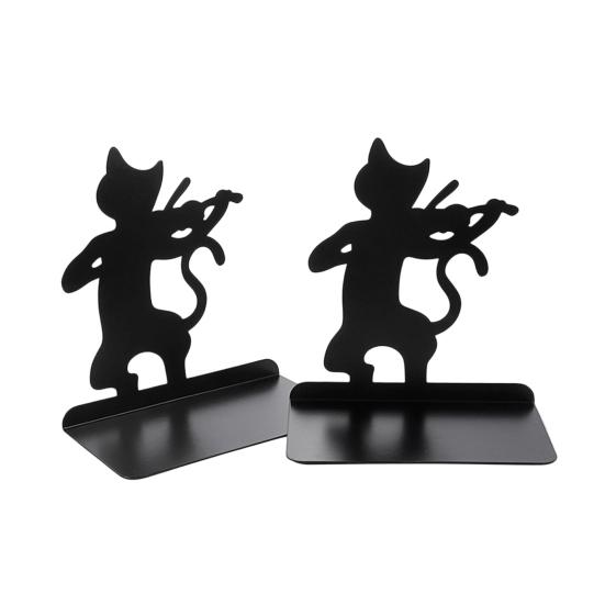 1 Pair Metal Cat Book Ends Cute Cat Bookends for Shelves Decorative Book Support