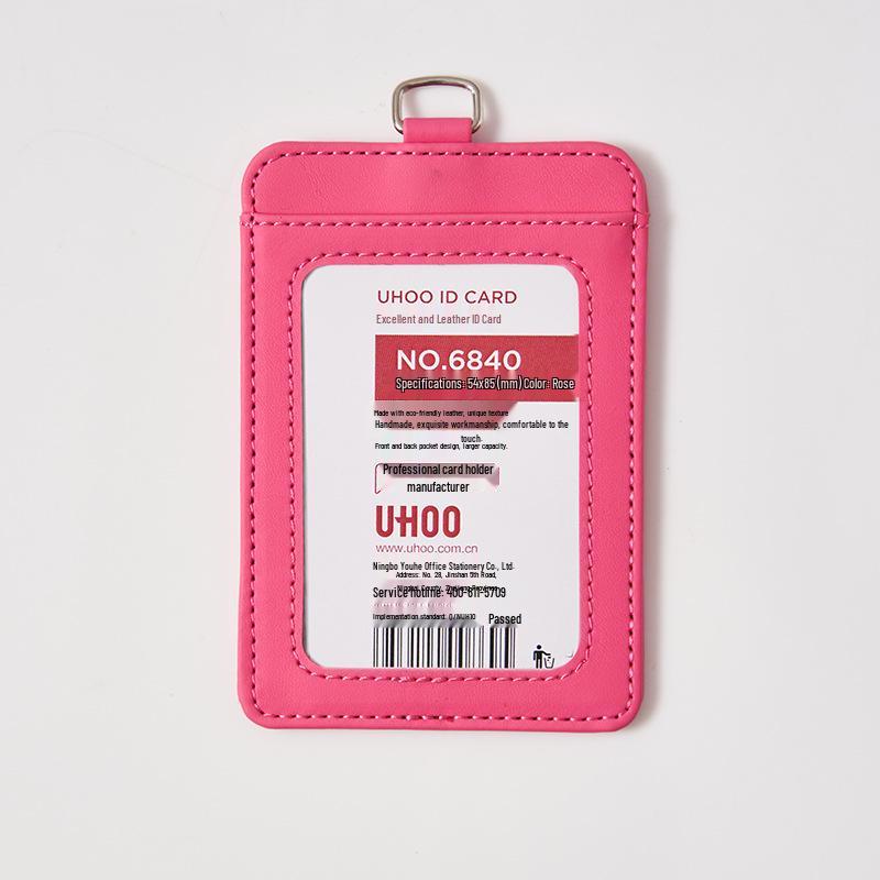 Youhe 6840 Premium Leather Texture ID Badge Holder with Lanyard Customization