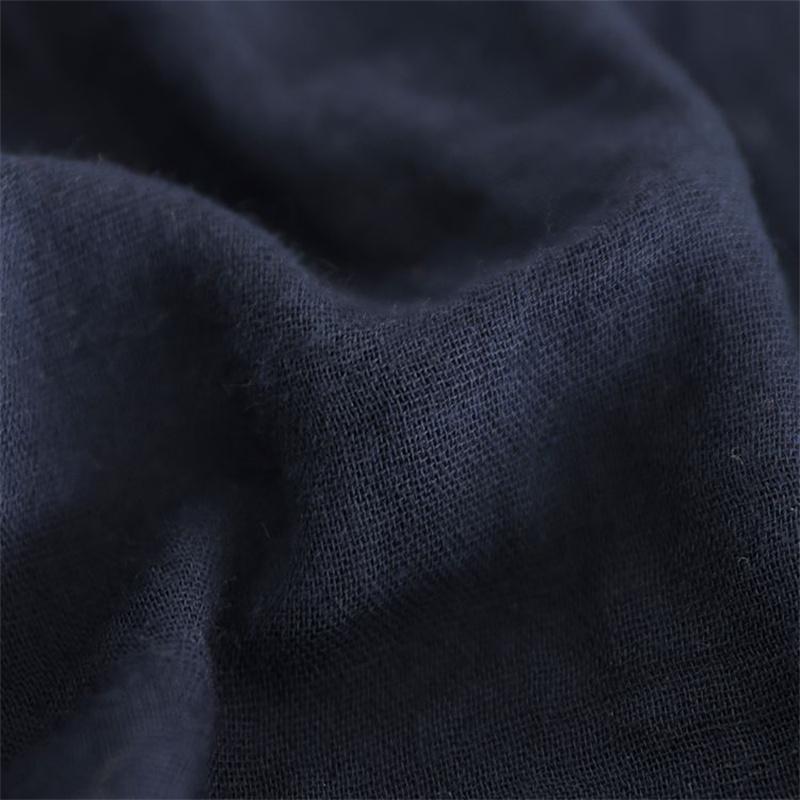 Bahar Güz Nakış Pamuk Keten Gömlek Kadın Uzun Kollu Bluz Beyaz Mavi Gevşek Yaka Düğmeli Gömlek Bayanlar Üstleri