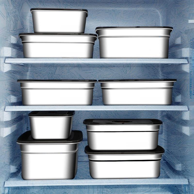 304 Stainless Steel Lunch Box With Lid Sealed Leak-Proof Bento Box Refrigerator Freezer Storage Box Outdoor Camping Lunch Box