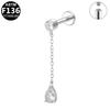 G23 Titanium Cartilage Stud with Zircon Chain and Lightning-Inlaid Titanium Lip Stud.