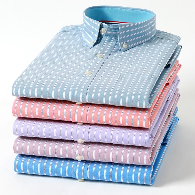 Men's Long Sleeve Striped Oxford Button-Down Shirt - New Color