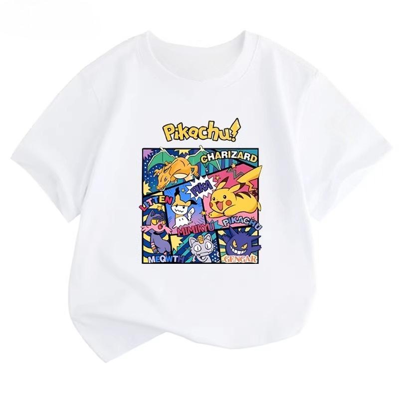 

Potdemiel Pikachu Print 100% Cotton Children s T-Shirt, New Summer Style, Casual, Comfortable, and Breathable Children s Top 110