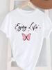 (Asian Size) Women's Top T Female Print Short Sleeve T-shirts Fashion flower letter O-neck Casual Clothing  Graphic Tee