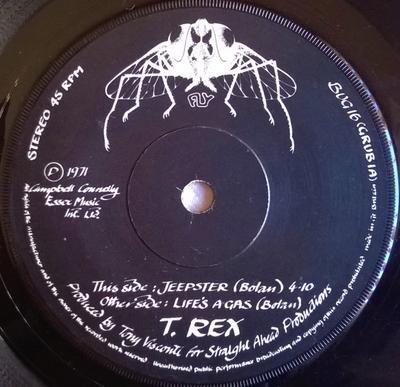 7inch Record T. REX - Jeepster BUG16 Fly Records 1971 UK Rock Used