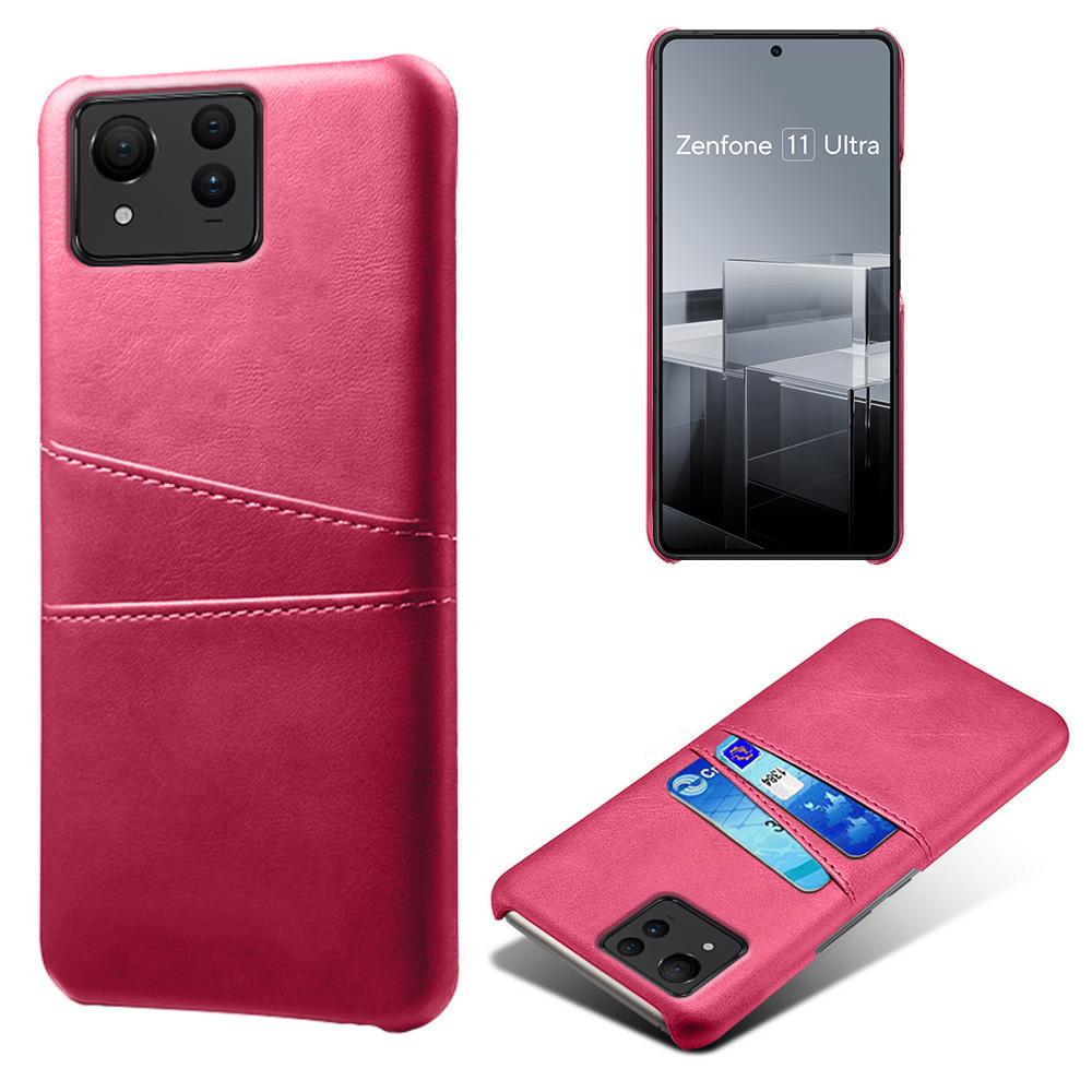 For Asus Zenfone 11 Ultra 5G Case Leather Coated PC Phone Cover with 2 Card Slots