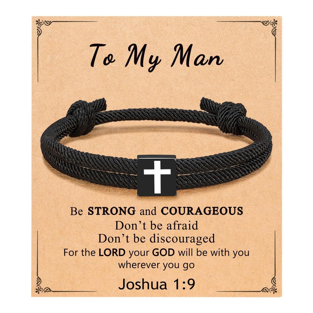 Easter Basket Stuffers for Teens Men Women Inspirational Religious Bible Verse Joshua 1:9 Cross Bracelet