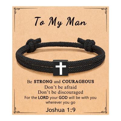 Easter Basket Stuffers for Teens Men Women Inspirational Religious Bible Verse Joshua 1:9 Cross Bracelet