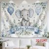 2D Flat - 2D Flat - 1pc 2D Flat Tapestry Shower Elephant Wall Hanging with Blue Polka Dot Balloons And Green Foliage Decoration
