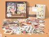 Retro Floral Imprint Greeting Journal Gift Box with English Stickers