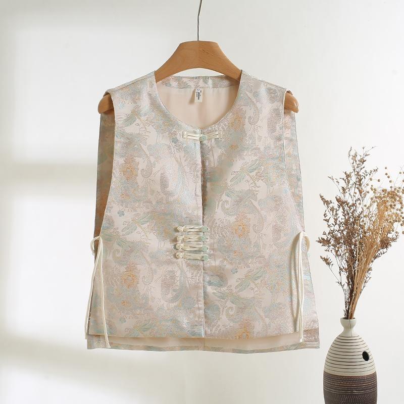 

Jacquard improved vest for women in early spring, stacked vest, top buckled vest M ([Recommended below 50kg]) синій