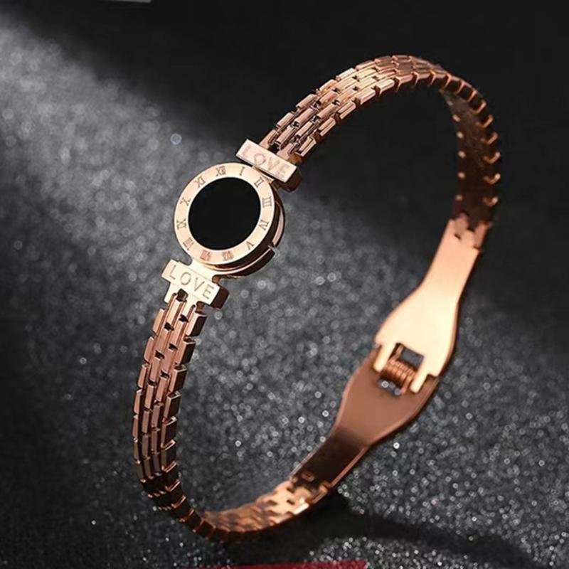 Unique Roman Letter Bangle Fashionable Engraved Love Wristband Handmade Gift for Her Trendy Women Wrist Accessories