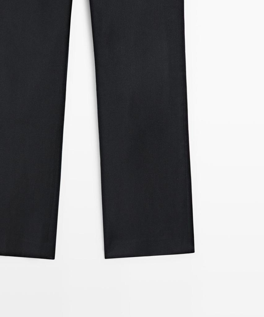 Masimodutti Straight Fit Linen Blend Pants