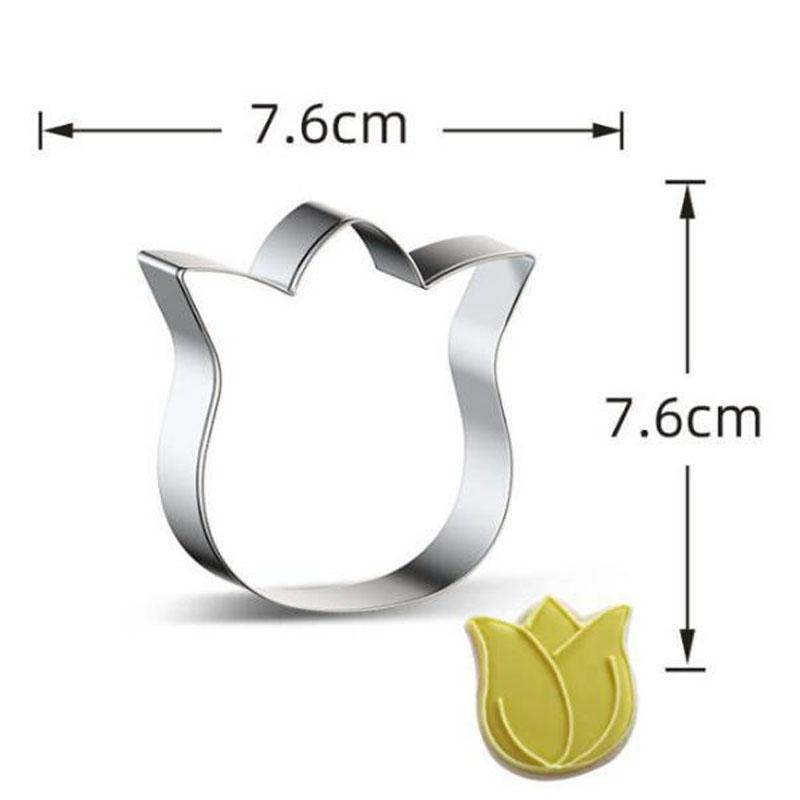 Rose Flower Cookware Stainless Steel Cookie Cutters Tulip Biscuit Mold Cupcake Decor Tools Pastry Shop