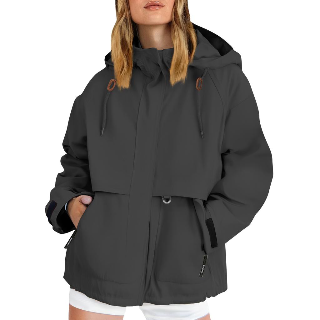 Women's Solid Color Long Sleeved Hooded Outdoor Suit Windproof And Waterproof Thin Jacket  Ehplore