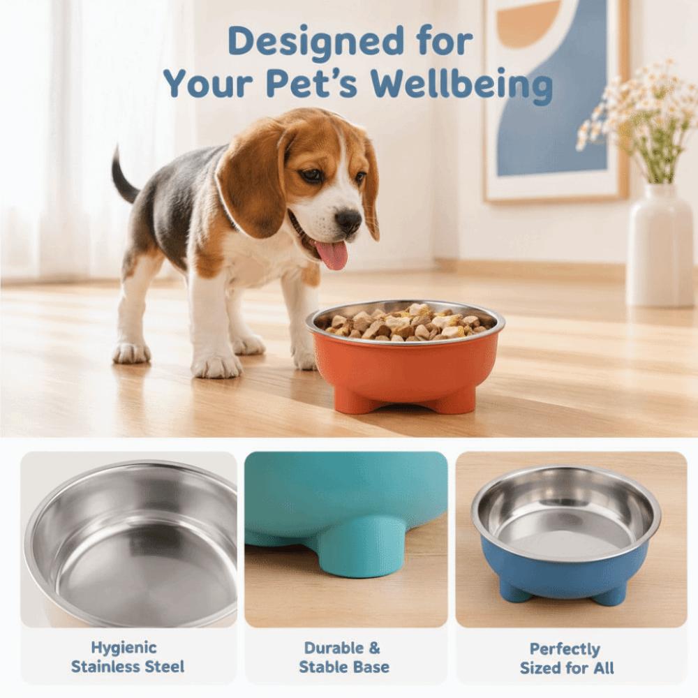 Anti-Spill Cat Food Bowl Stainless Steel Pet Dish Creative Pet Feeder For Kittens