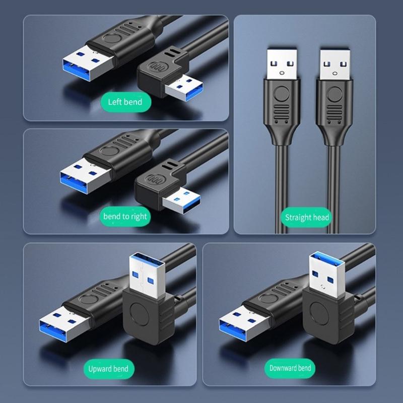 USB3.0 Male to Male Cable USB A to A Male Cable 90 Degree Elbow Design Not Need Driver 50cm/30cm/100cm/150cm/200cm