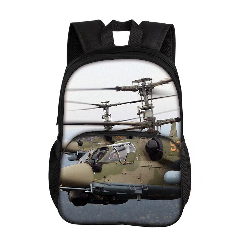 Helicopter Large Capacity Lightweight Round Front Bag Backpack New Mechanical Print Best Gift for Boys and Girls In School
