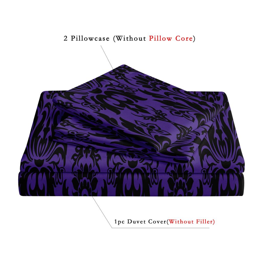 3Pcs Purple Textured High-Definition Print Bedding Set Included 1 Duvet Cover & 2 Pillowcases For All-Season Home Dorm Decor