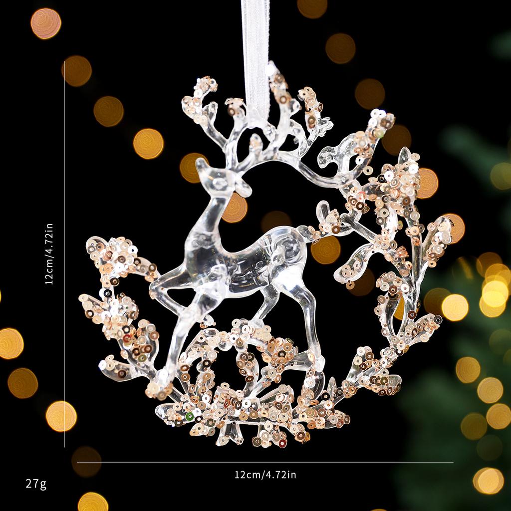 Transparent Acrylic Crystal Ornament Lightweight Sequin Hanging Pendant Christmas Tree Ornament For Centerpiece Holiday