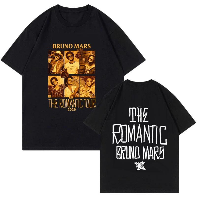Bruno Mars Print Vintage Tshirt The RoUnisextic Tour 2026 Graphic T Shirt Unisex Women Fashion Short Sleeve Tshirt Clothes