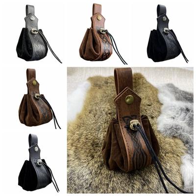Faux Leather Medieval Belt Bag PU Drawstring Pouch Nordic Portable Coin Purse Kids Gifts