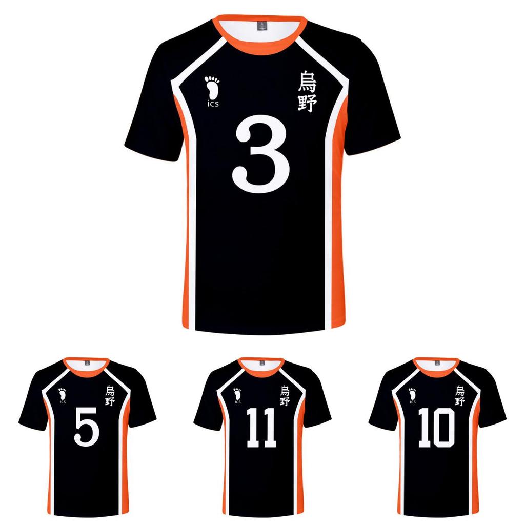 Stylish Haikyuu Cosplay Unisex T-shirt Featuring Karasuno Logo For Anime Fans