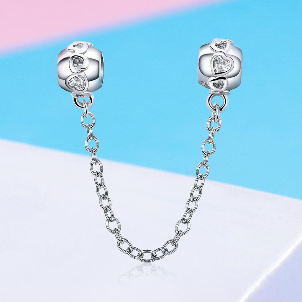 Charm S925 Sterling Silver Safety Chain Positioning Buckle Collection Fashion Beaded Bracelet Silver Accessories