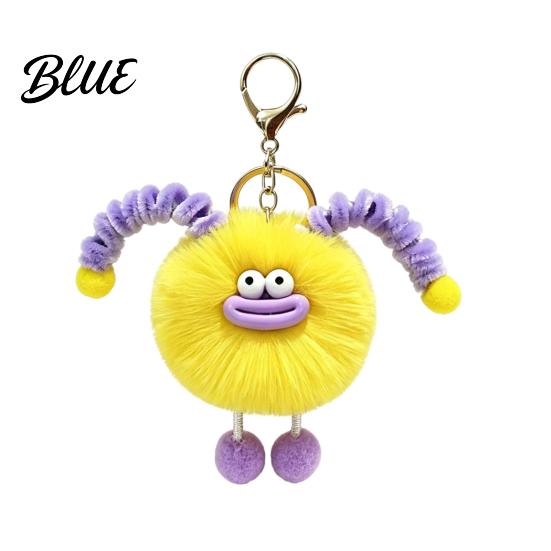 Fluffy Bag Pendants Sausage Mouth Creature Plush Keychain Cartoon Fuzzy Ball Keyring Pendant Women Key Rings Decorative Keychain for Handbags Purses