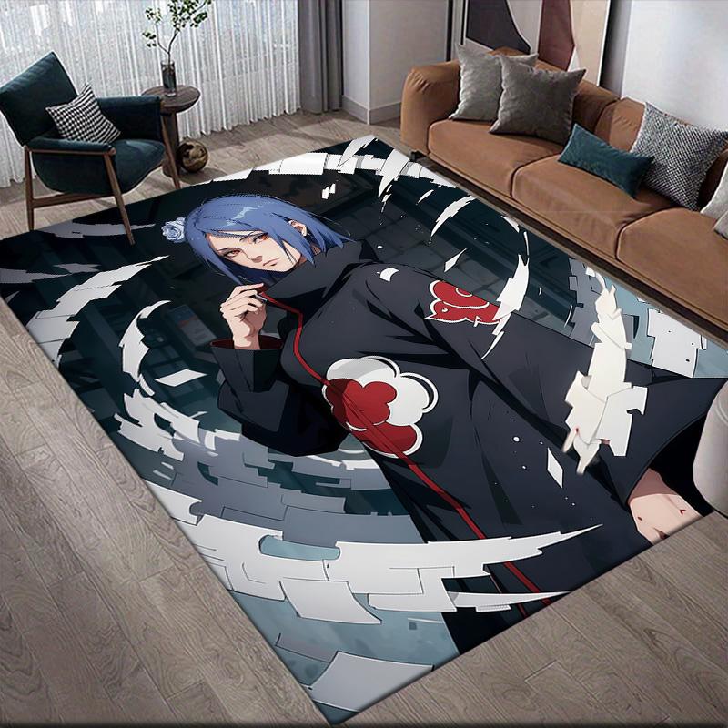 Konan Akatsuki Robe Flannel Pattern Square Carpet,Area Rug,Carpet Rug for Living Room Bedroom Sofa Playroom Decor,Non-slip Floor Mat