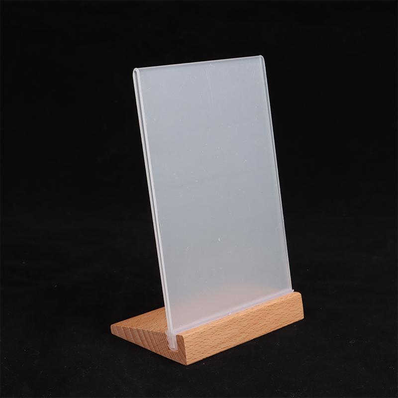 Table Top Wooden Acrylic Sign Holder Display Stand Double Sided, Bottom Load, Portrait Style Menu Paper Ad Photo Picture Frame