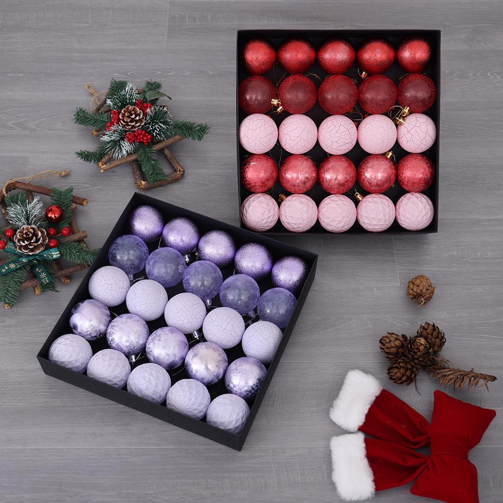 Multi-color Cracked Plastic Christmas Ball Tree Ornaments