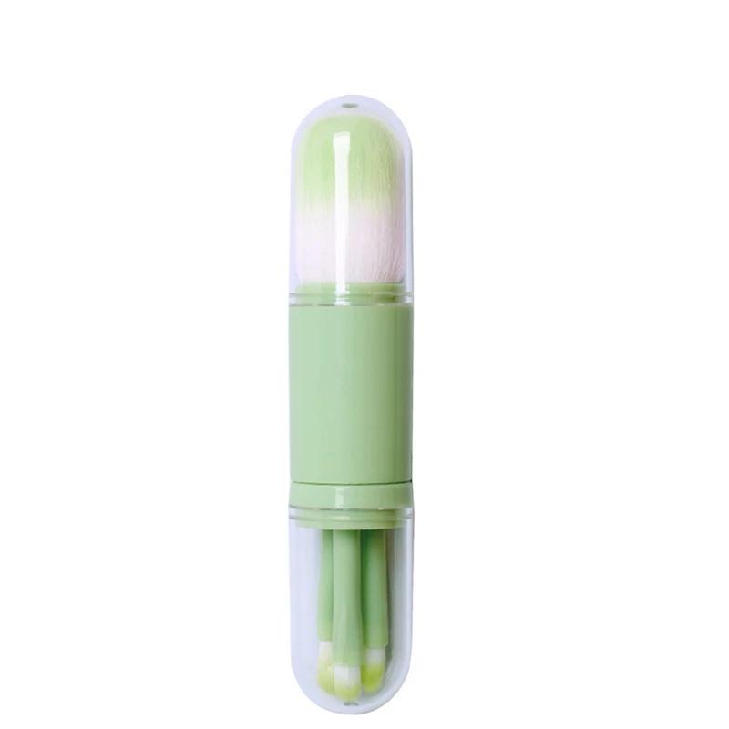 4 In 1 Telescopic Makeup Brush Portable Travel Makeup Brushes Set Eyeshadow Loose Powder Mini Makeup Brush Beauty Tools