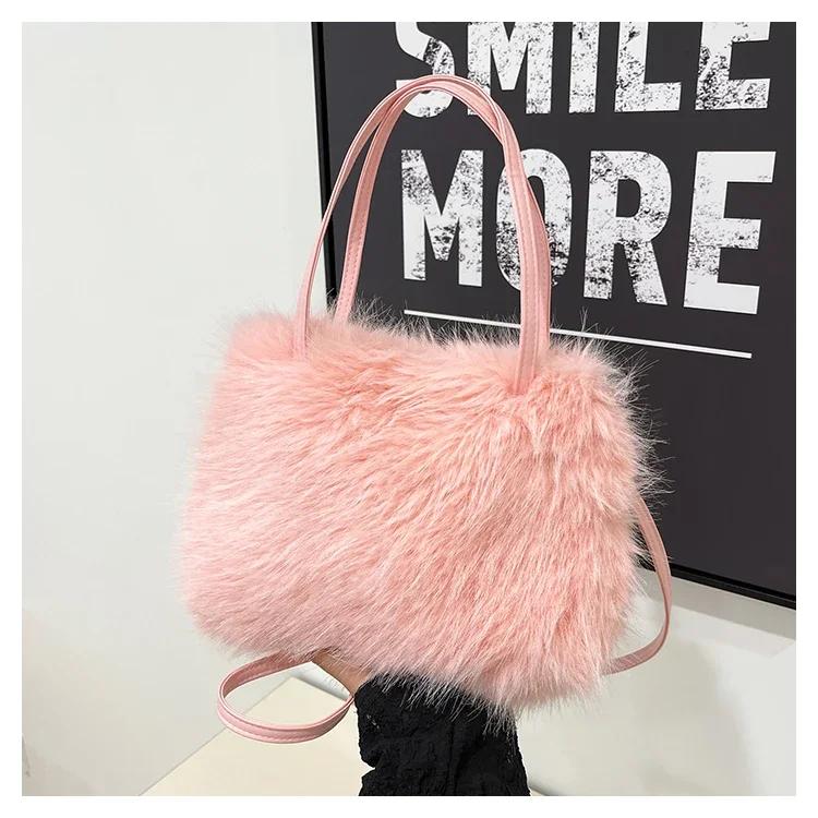 Velvet Fur Women's Shoulder Bag Versatile Crossbody Bag High-quality Bucket Bag Portable