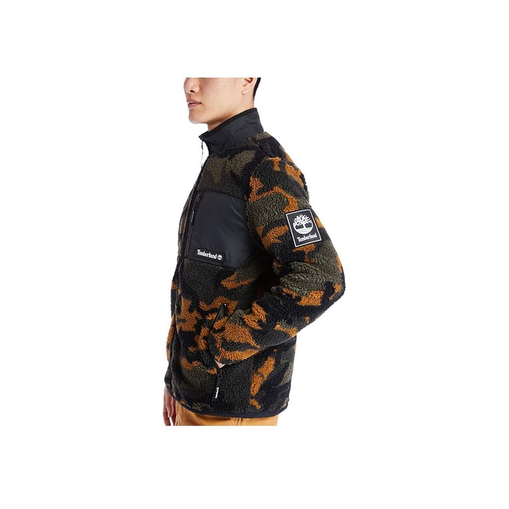 Timberland Logo Casual Color Block Warm Fleece Stand Collar Jacket Men jackets Camouflage A2AW9-AQ0