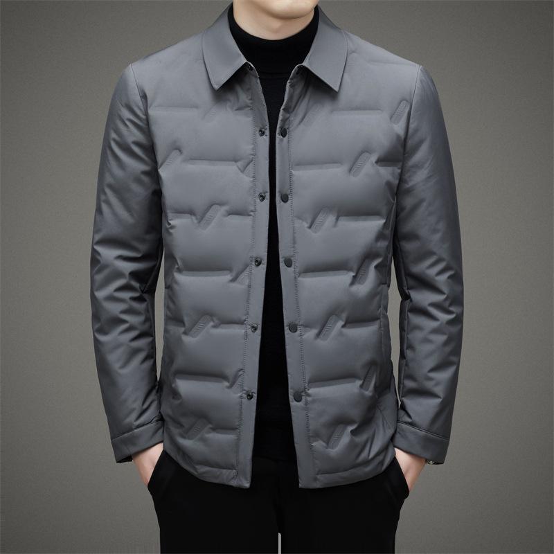 

Hengyuanxiang Men s Lightweight Down Jacket: Short, Autumn/Winter, Mid-Aged Dad, Business Casual Style 190 сірий колір
