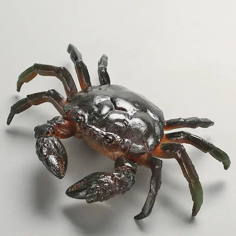 Creative Resin Tea Pet Decoration Flushing Color Changing Crab Ornaments Chinese Tea Art Accessories Home Flower Pot Decoration