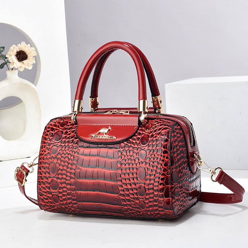 Handbag bag crocodile pattern bright leather women's bag temperament fashion messenger shoulder bag