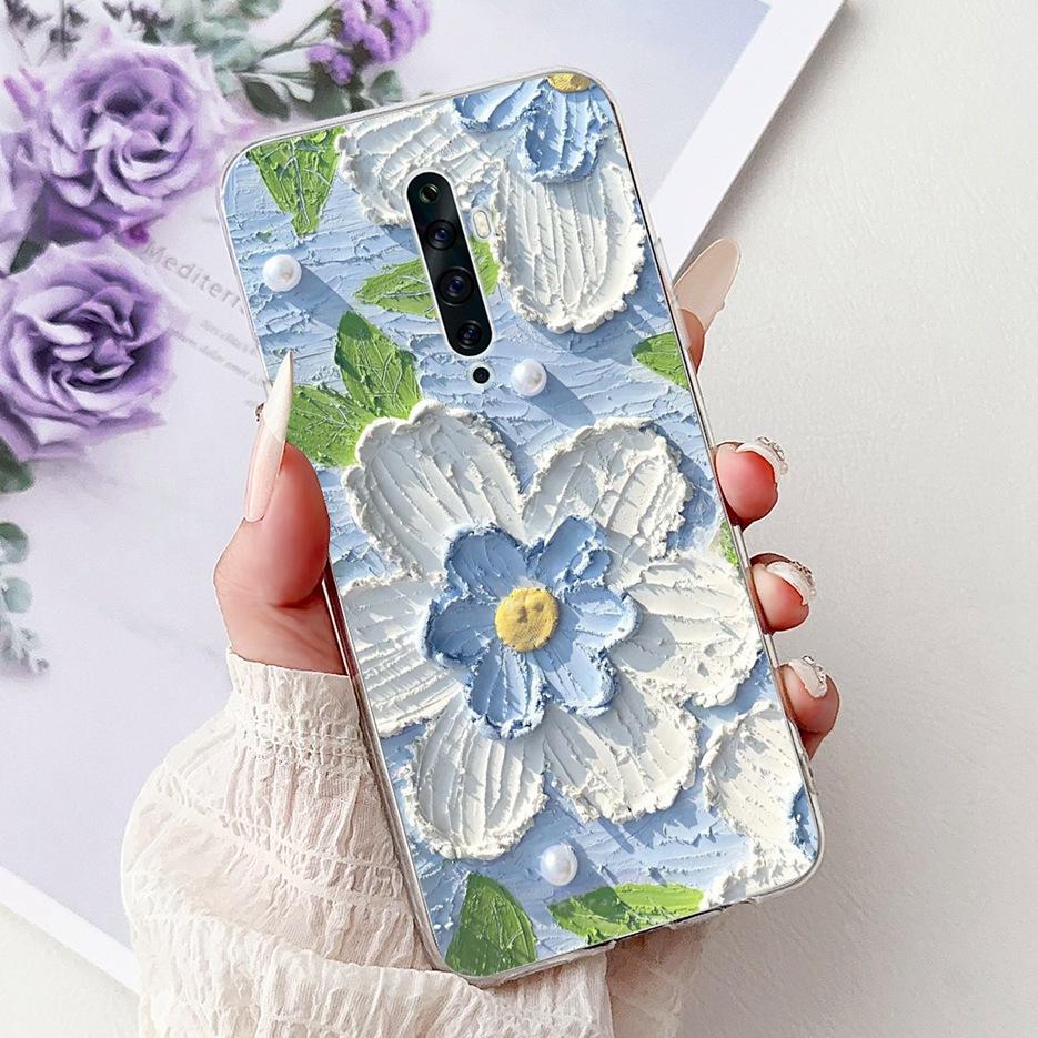 For Oppo Reno 2 Case Reno 2F 2Z Stylish Flowers Painted Cover Soft Slim Phone Case For Oppo Reno2 F Z Reno2F Reno2Z Fundas Coque