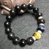 12mm Natural Obsidian & Yellow Tiger Eye Men's Beaded Bracelet