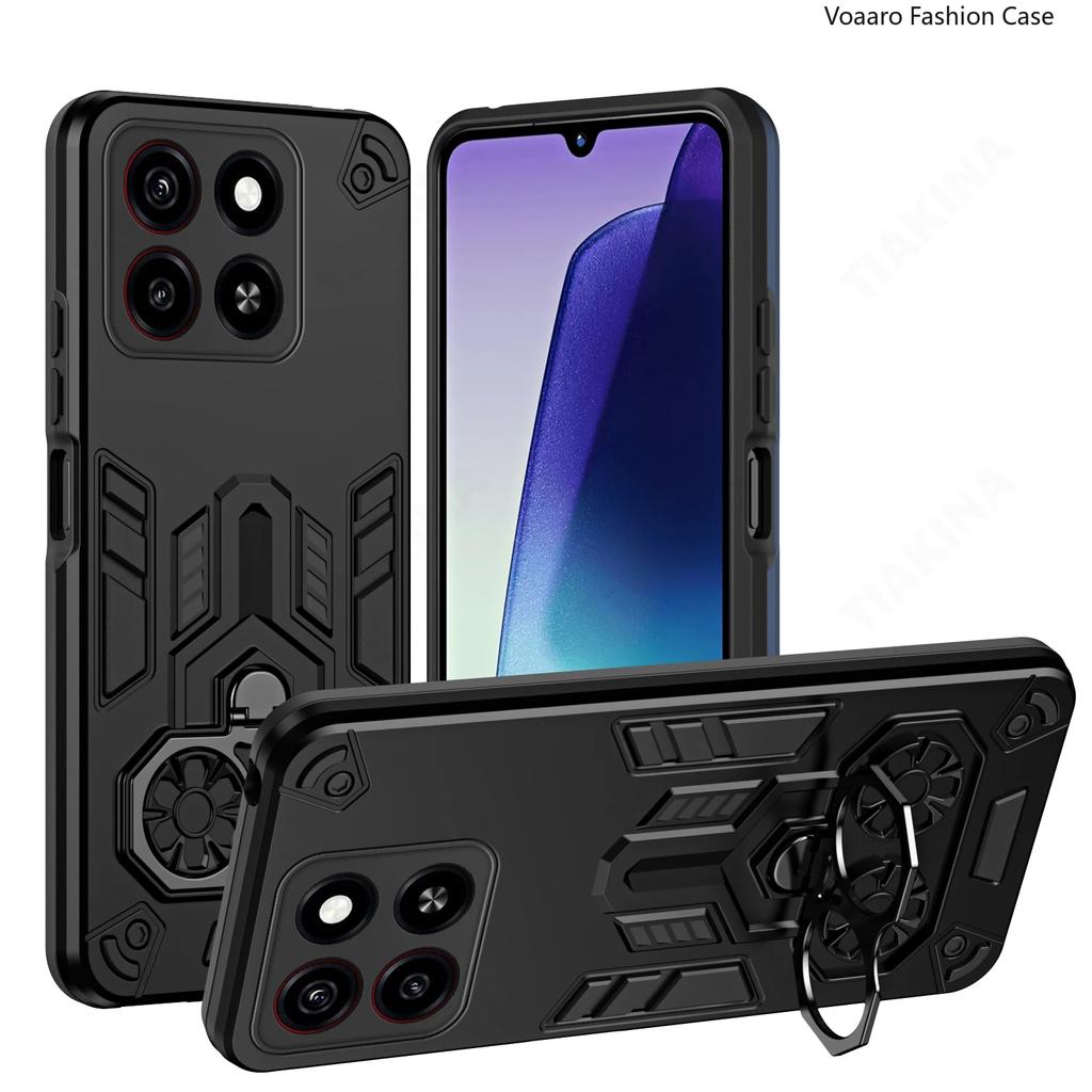 Dual Finger Ring Armor Cover for ZTE Blade A55 Case for ZTE Blade A35 Rotate Metal Bracket Kickstand Holder Case Shockproof Capa